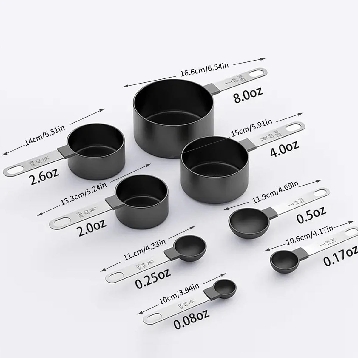 4-teiliges/8-teiliges Edelstahl-Messbecher-Set, Messlöffel, Küchen-Messlöffel mit Skala, Haushalts-Backmesslöffel – Detail 3