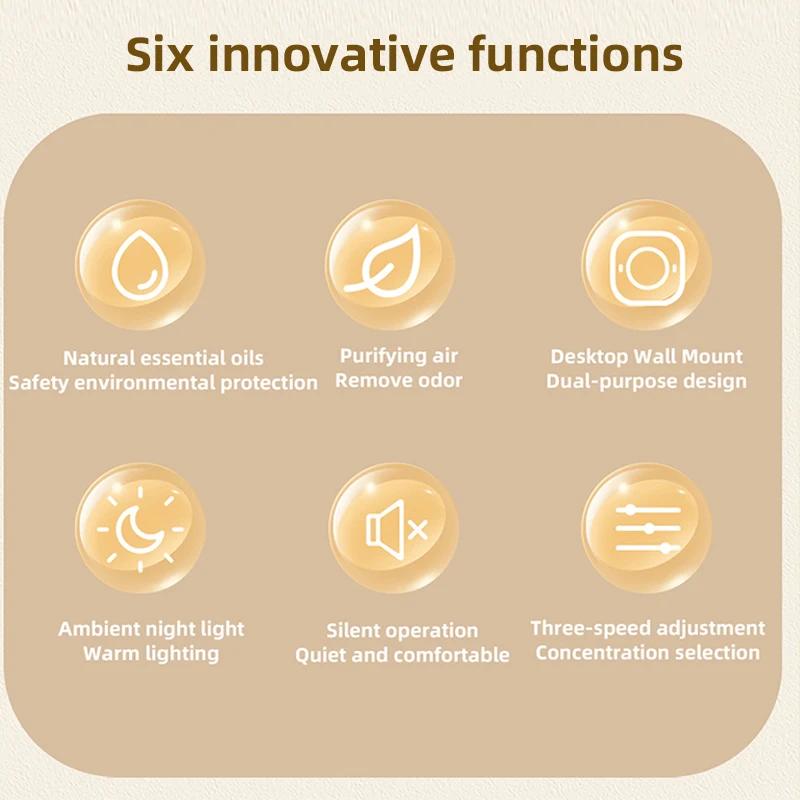 Difusor de Aroma para el hogar y la Oficina, lámpara de aceite esencial, ambientador de fragancia ultrasónico portátil con USB, luz nocturna, 3 velocidades