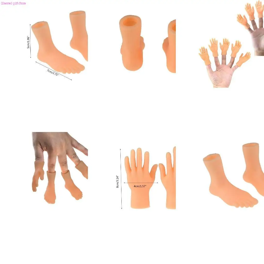 

D0JC 1 Pair Tiny Left Right Hand Foot Party Favor Soft Vinyl Mini Finger Feet Puppets
