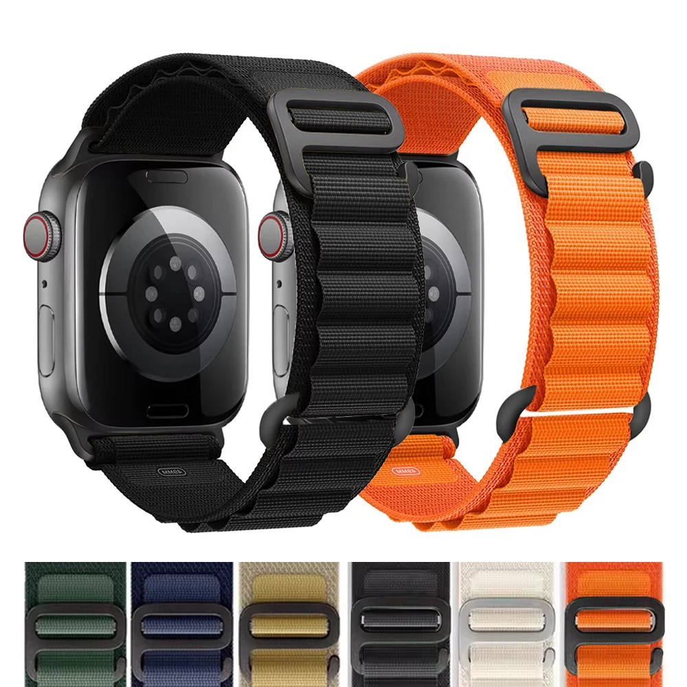 

Ремешки для Apple Watch 45 мм, 46 мм, 49 мм, 42 мм, 44 мм, 40 мм, нейлоновый браслет Alpine, ремешок для iWatch Series 10, 9, 8, 7, 6, 11, SE, Ultra 2, 3