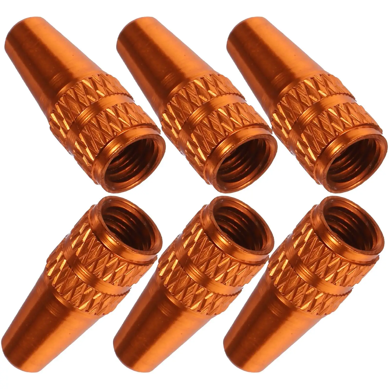 

6 pcs Aluminum Alloy Bike Tire Valve Caps Dust Covers for Mountain Road Bicycle Orange Anti Rust Fits All Bikes
