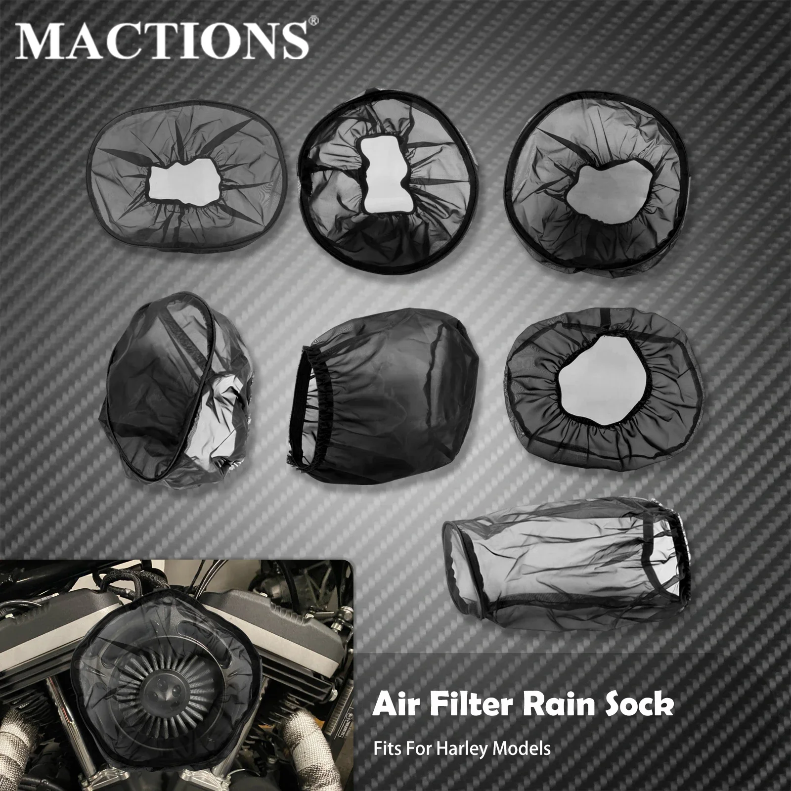 Motorcycle Air Filter Rain Sock Breathable Air Intake Filter Waterproof Dustproof Cover For Harley All Models Touring Sportster