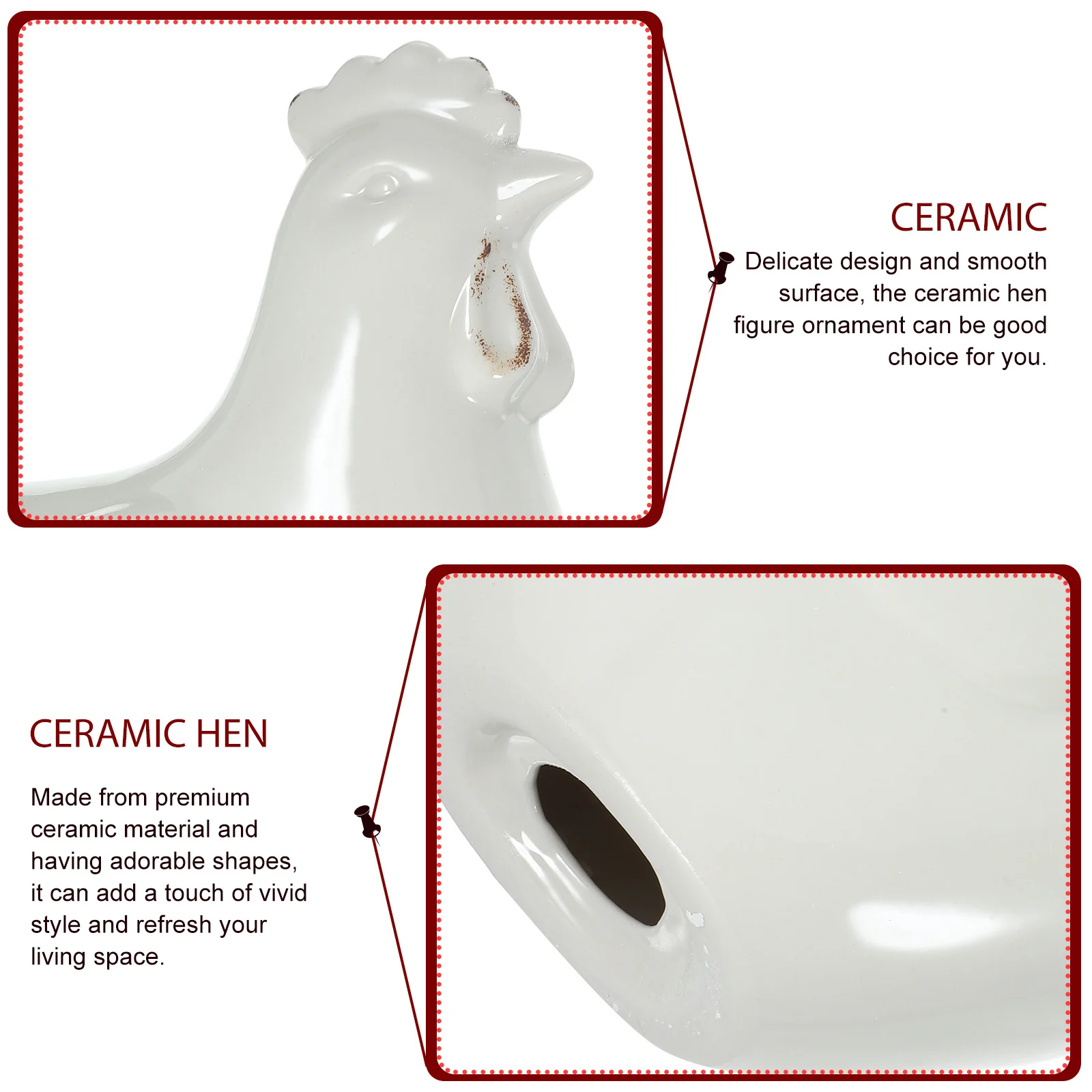 

Hen Sculptures Ceramic Craft Ornament Smooth Surface Well Made Lively Style Perfect Wedding Garden Office Decor