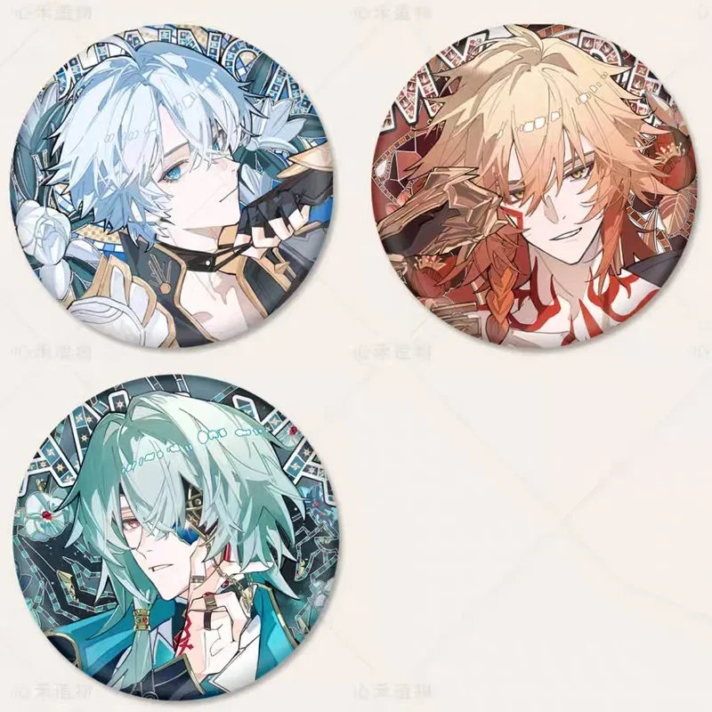3Pcs/Lot Anime Game Cosplay Reflective Badge Mydei Phainon Anaxa Anaxagoras 58mm Pins Collection Breastpin