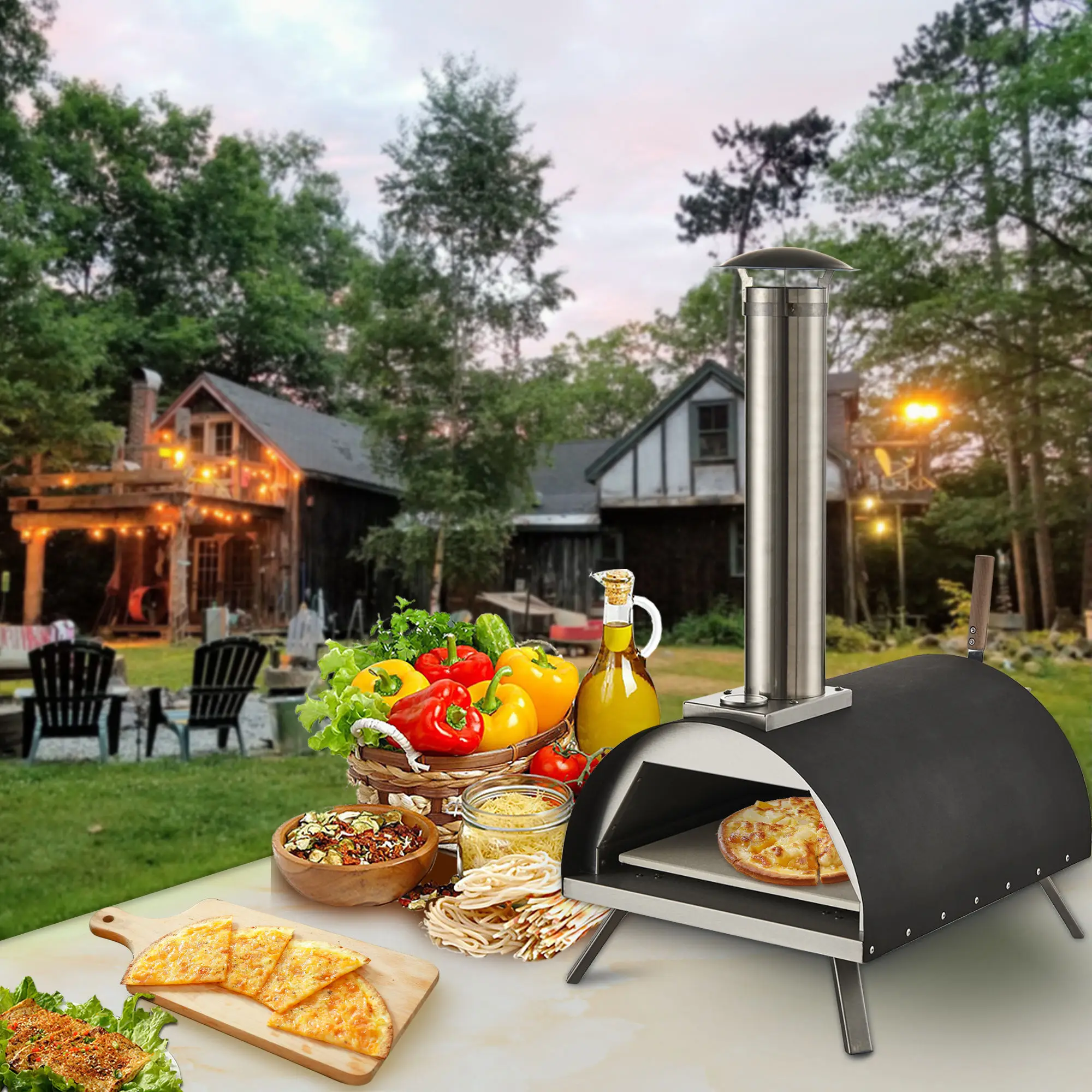 New Upgraded Outdoor Garden OEM Wood Pellet And Gas Pizza Oven