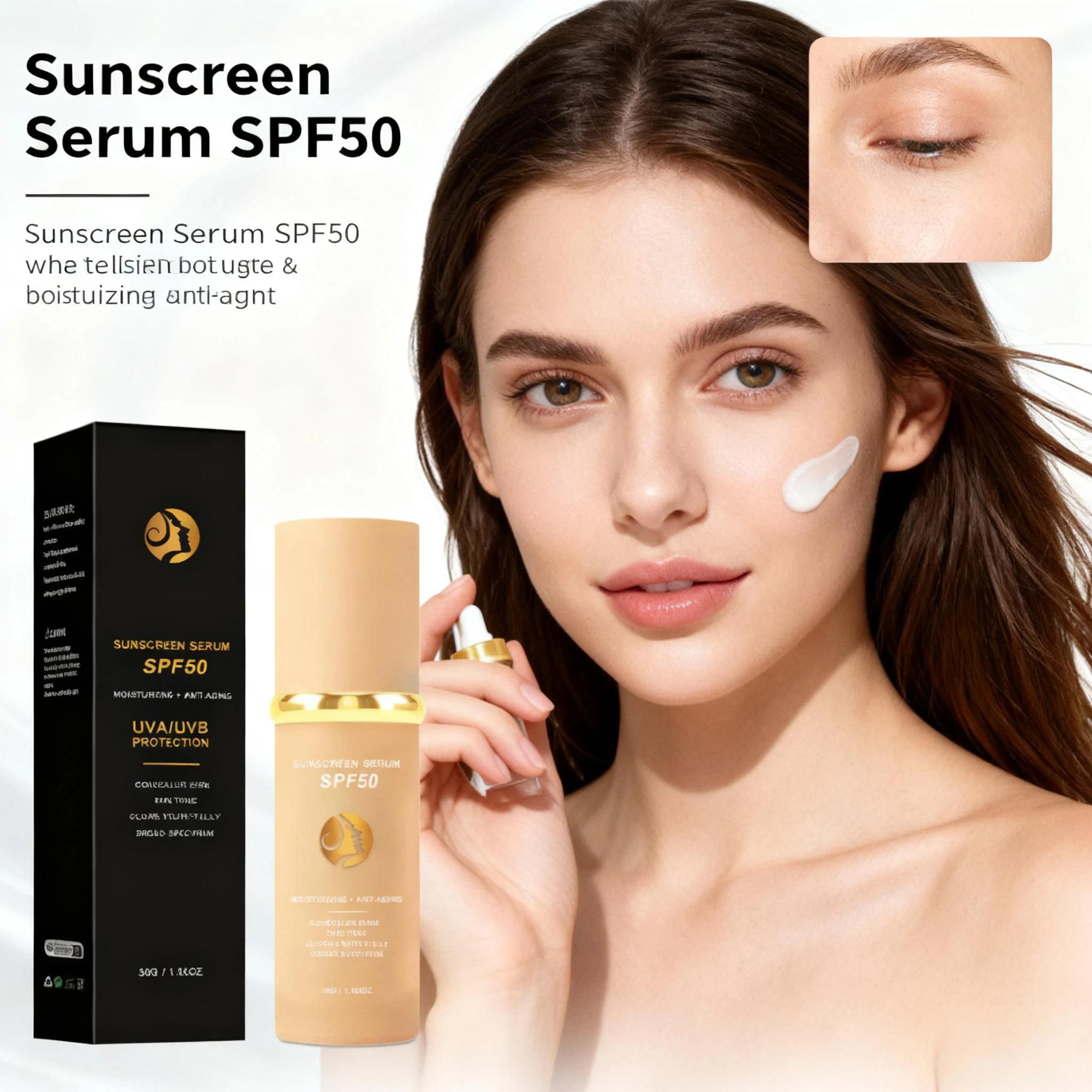 كريم أساس مقاوم للماء واقي من الشمس SPF50+ خافي عيوب سائل مرطب يدوم طويلاً، لمسة نهائية طبيعية #1