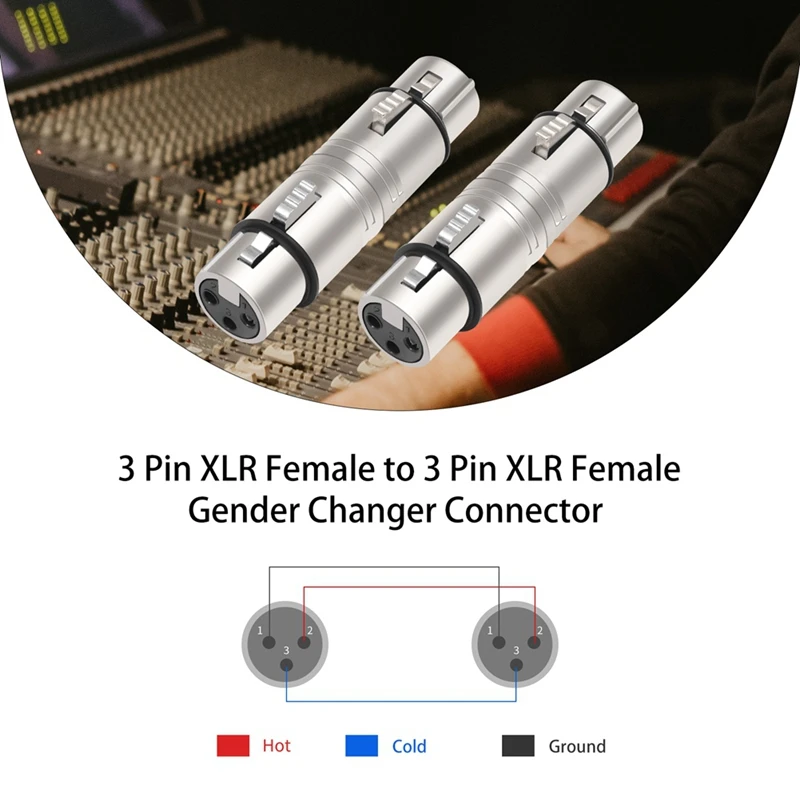 2 Pack XLR Female To Female, 3 Pin XLR Female To 3 Pin XLR Female Gender Changer Connector For Microphone,Stereo,Mixerr