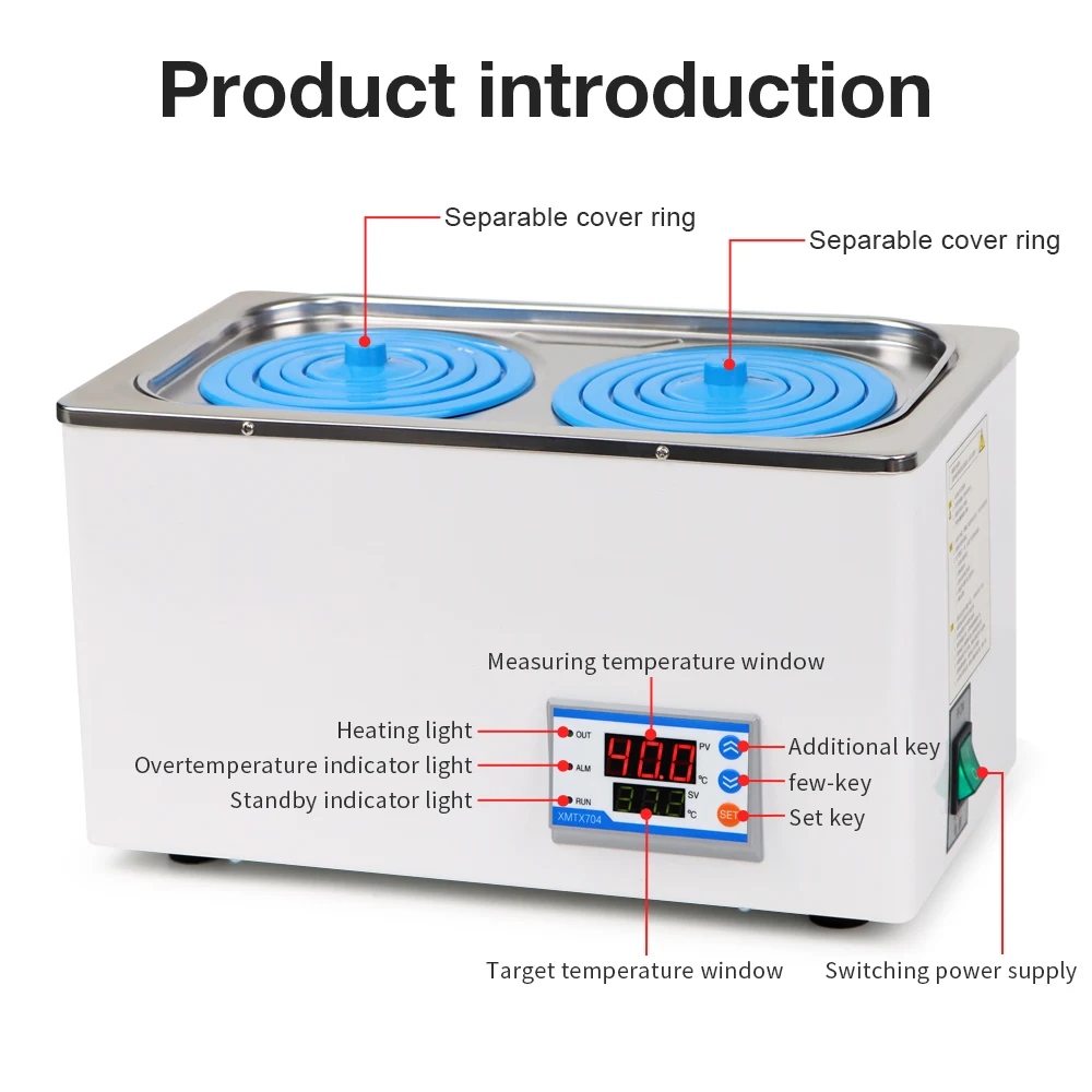 Single/Dual Hole Water Bath Laboratory Digital Display Constant Temperature Heater Thermostatic Tank Equipment 220V