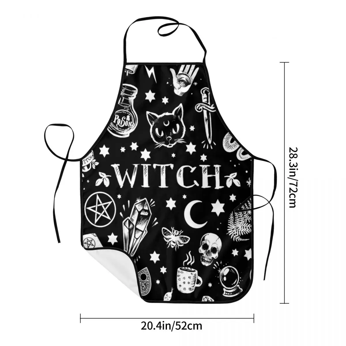 Witch Pattern Aprons Women Men Halloween Occult Gothic Magic Adult Kitchen Chef Bib Tablier Cuisine Cooking Baking Gardening