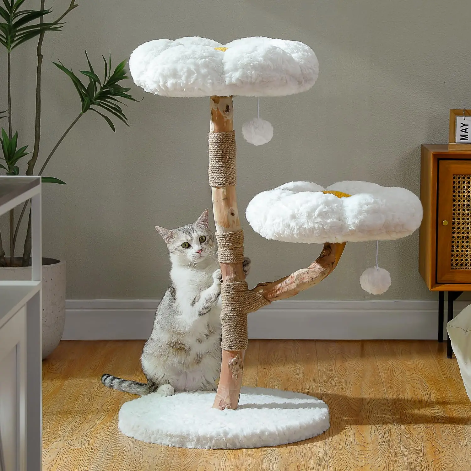 Luxury Wood Flower Cat Tree with Scratching Post