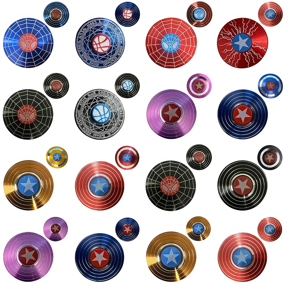 Round Shield Aluminium Fidget Spinner Superhero Fast Bearing Finger Hand Spinner Adult Stress Relief Toy Anti Stress Fidget Toys