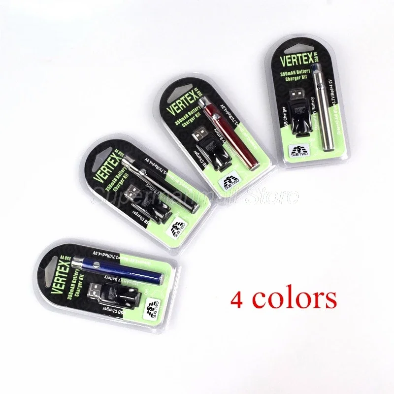 

100pcs/lot Vertex CBD VV Preheat Battery 350mAh preheat Charger Kit E Cigarettes Vape Pen 510 thread for Wax Oil Cartridge Vapor