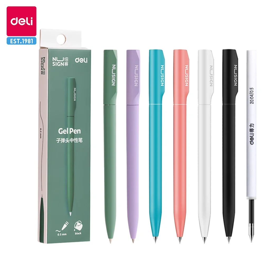 Deli-bolígrafos de Gel de lujo, bolígrafo de 0,5mm, bolígrafo de tinta negra, suministros escolares, papelería, bolígrafo de negocios Xiaomi, accesorios de oficina