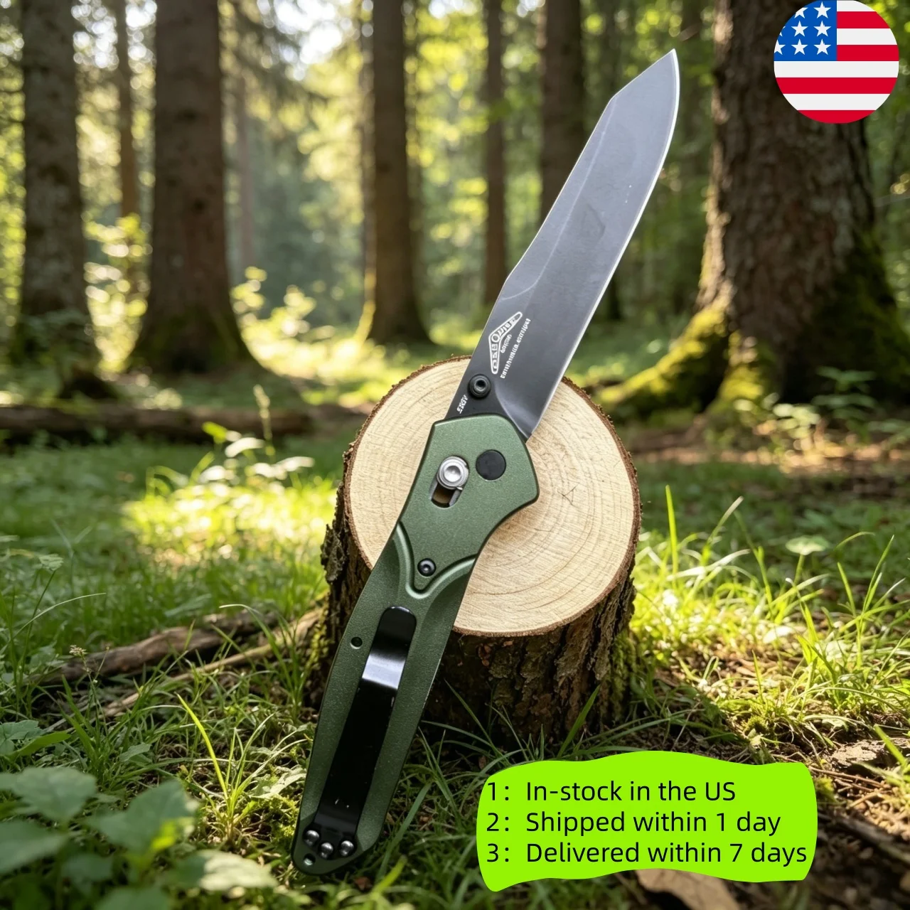 US Stock 940 Style Folding Pocket Knife S30V Stainless Steel Blade Green Aviation Aluminum Handle Axis Lock EDC Every Day Carry Tactical Tool Outdoor Survival Camping Hiking Gift for Men Wholesale Supplier Factory Price High Quality 3-7 Days Delivery