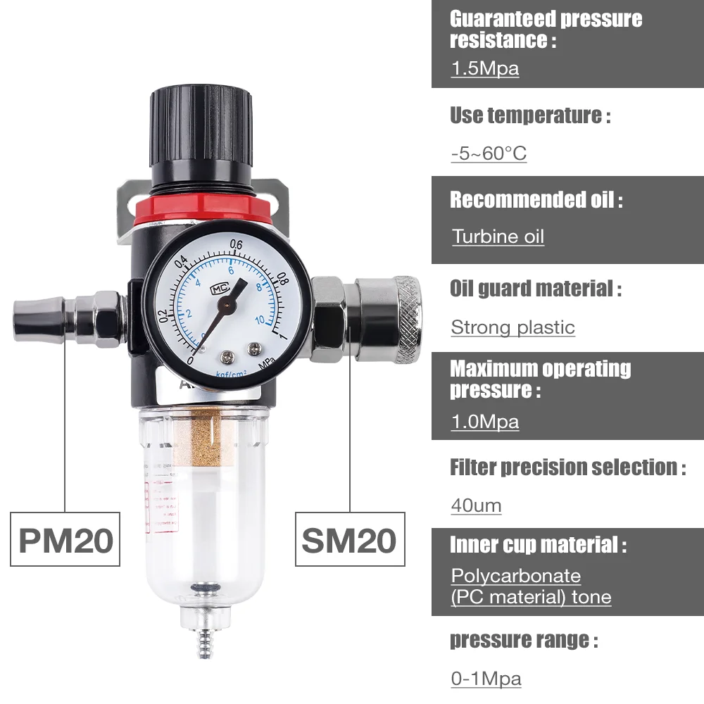 AFR2000 1/4 Pneumatic Filter,Air Pressure Regulator For Air Compressor,Oil-water Separator,Copper Filter Element,Pneumatic Tools