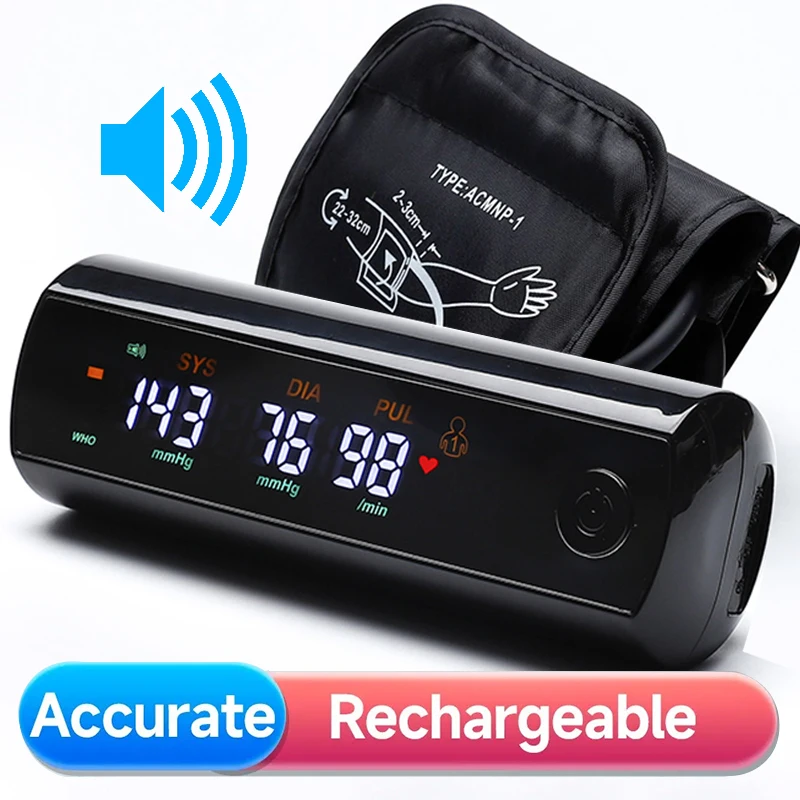 RechargeableLI-IONBatteryDigitizationRussianVoiceLCDLargeScreenSphygmomanometerArmBloodPressureMonitorTonometer