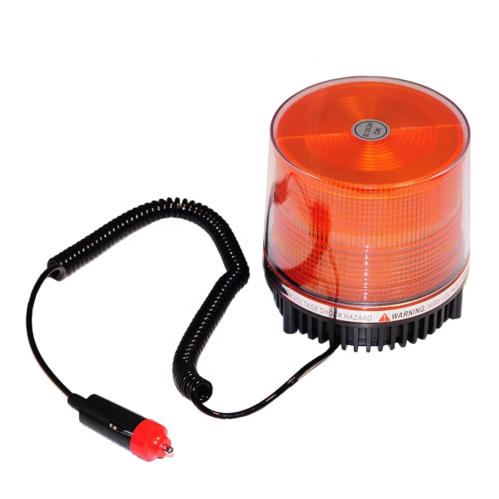 High-Visibility Amber LED Beacon Light – 12V/24V DC Flashing Warning Strobe for Cars & Trucks