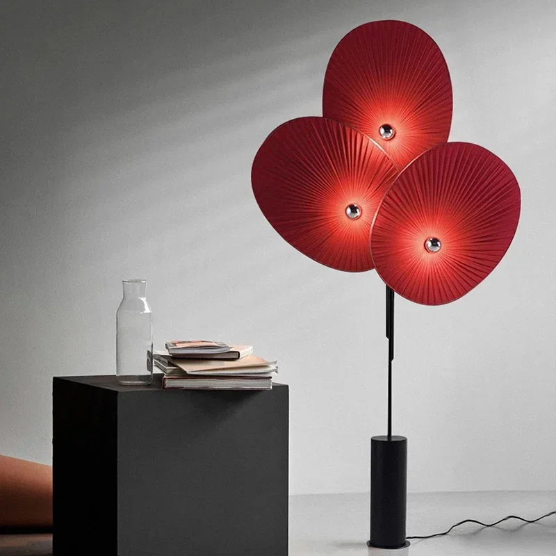Triple Floral Floor Lamp Fan Shaped red lamp Minimalism Designer colorful lamps Homestay Bedroom Home Living Room couch lamp