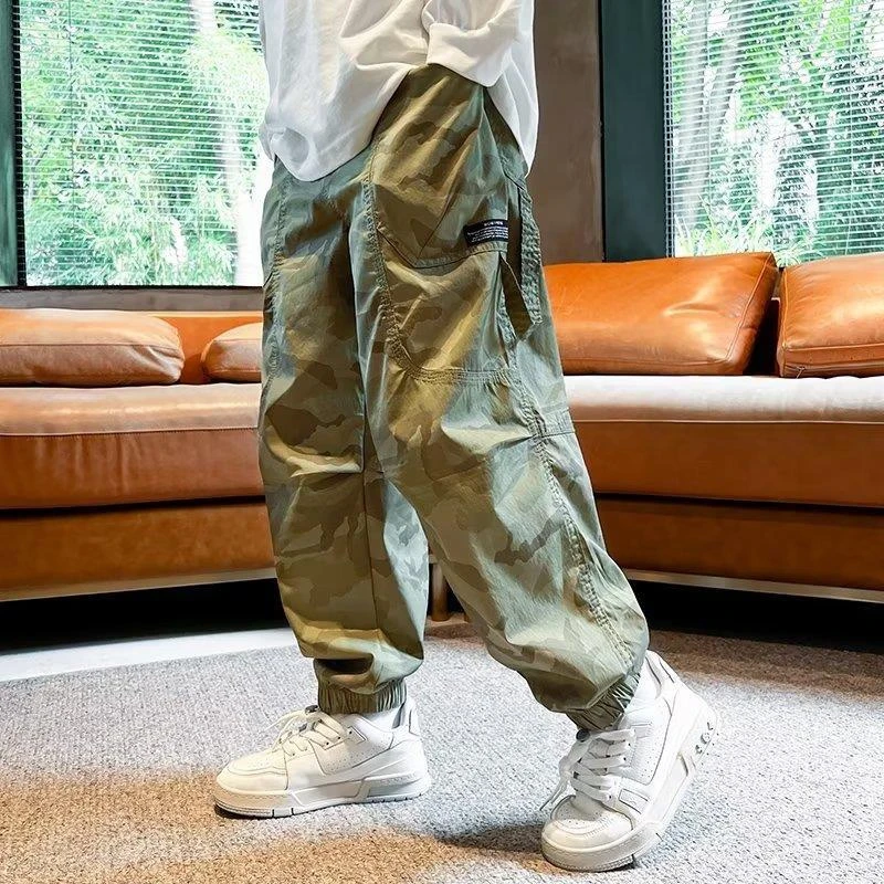 5-14Years Teen Summer Boys Mosquito-proof Pants Camouflage Print Thin Breathable Causal Cargo Pants For Kids Sports Trousers
