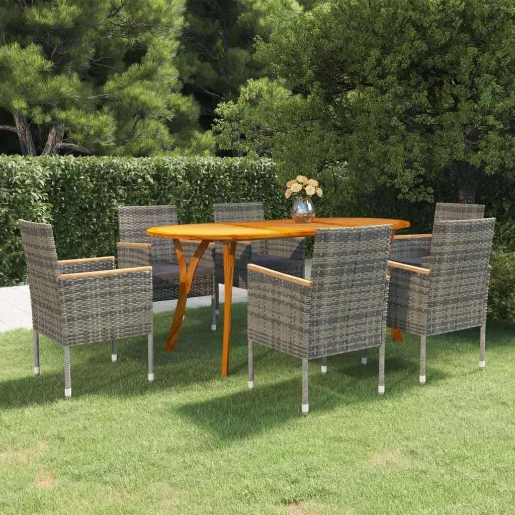 Modern 7-Piece Gray Patio Dining Set for Outdoor Entertaining - Stylish & Durable