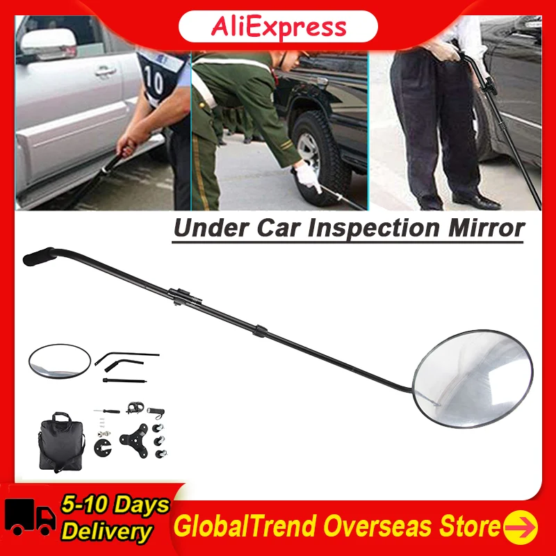 Under Car Inspection Mirror with Light Telescoping Handle Adjustable Angle Magnifying Vehicle Security Tool Inspection Mirror