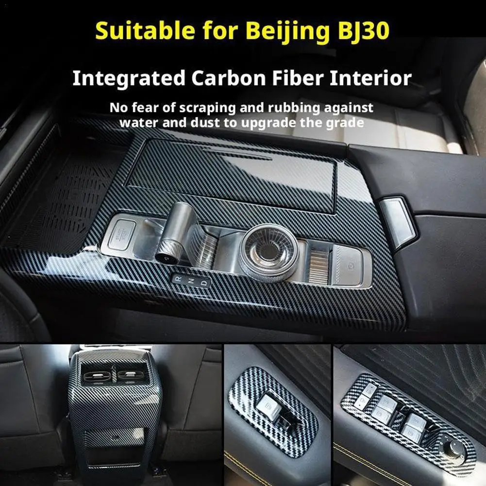 

For Baic Beijing BJ30 Carbon Fiber Interior Car Styling Gear Shift Window Control Panel Front Rear Air Vent Outlet Cover