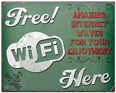 Y1,Vintage Free WiFi Sign Retro Metal Street  Novelty Funny Signs for Home