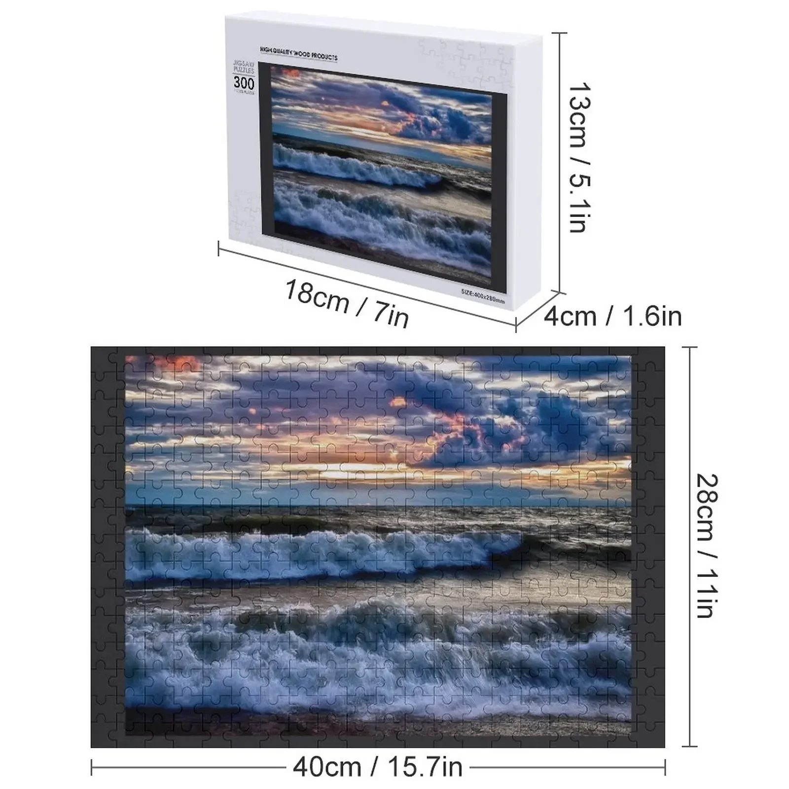 Gelombang di Pantai - Puzzle Kayu Custom Nama Hewan dari Erie, PA