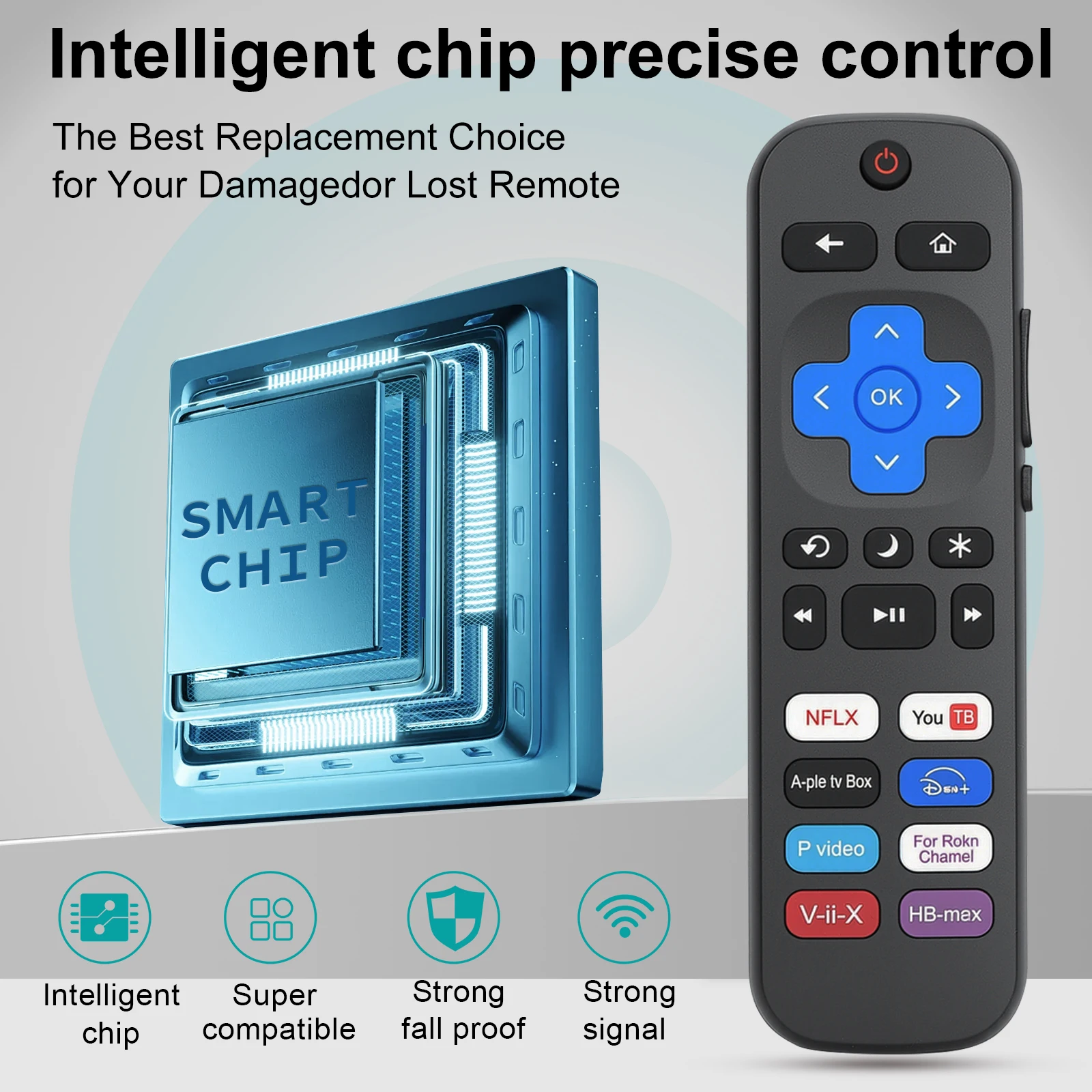 Control Remoto Universal para TCL/Hisense/Onn/Sharp/Sanyo/Westinghouse/Element/Philips/RCA Roku TV, Sin Configuración, No Compatible con Stick