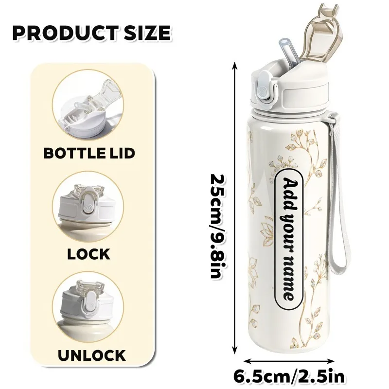 Personalized Leakproof Sports Water Bottle Custom Unique Design for School Gym Hiking Gift for Families Classmates Teachers