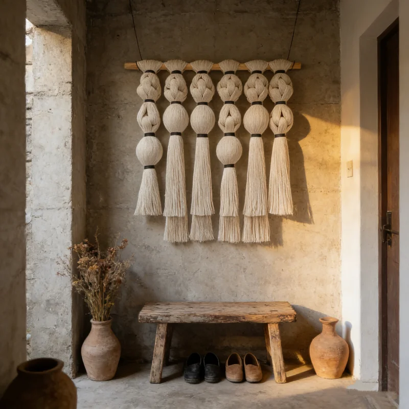 

Minimalist Woven Knot Tassel Wall Hanging Modern Minimalist Bedroom Entryway Wall Decor Luxury Art Tapestry