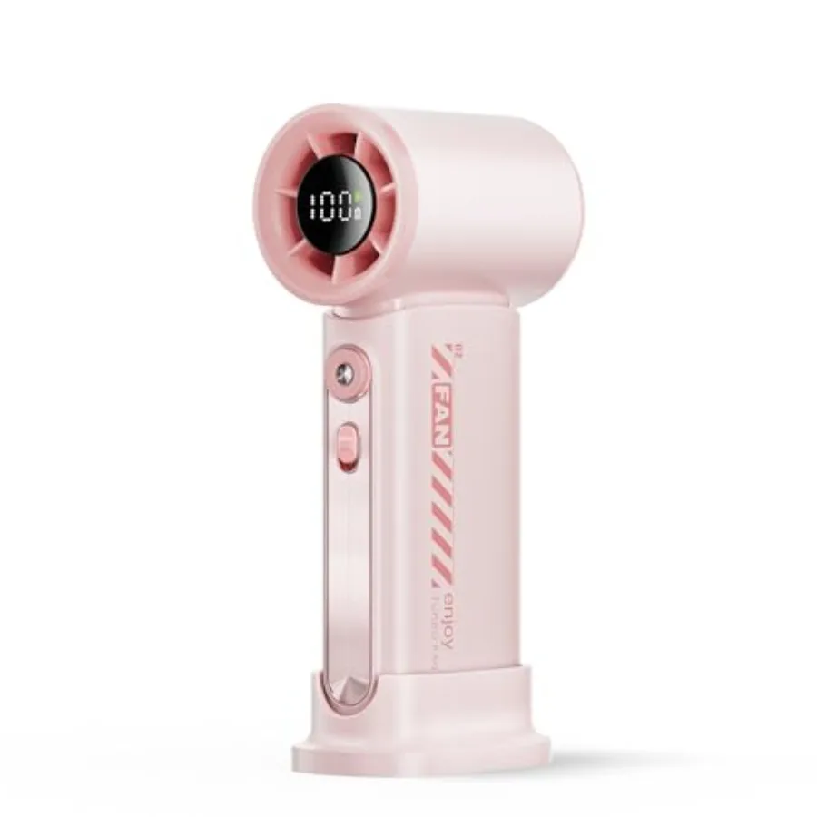 

19000 RPM High Speed Portable Handheld Fan, 100 Speeds Mini Turbo Fan, 3600mAh, 12H Max Cooling Time, Digital Display, 5" Heigh