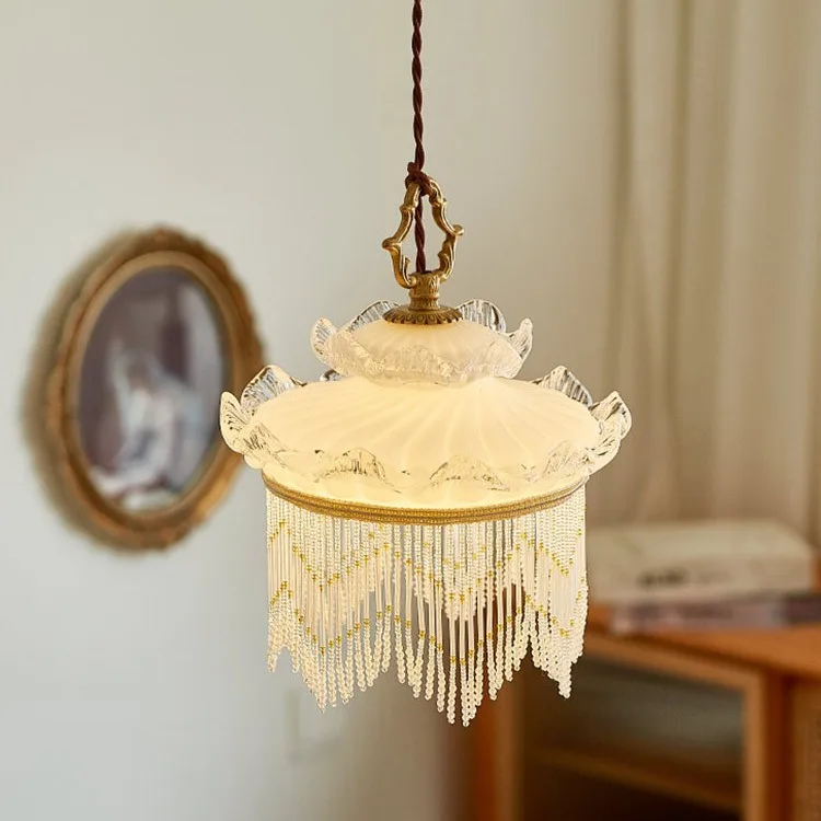 Medieval American court French cream style tassel chandelier light luxury chandelier