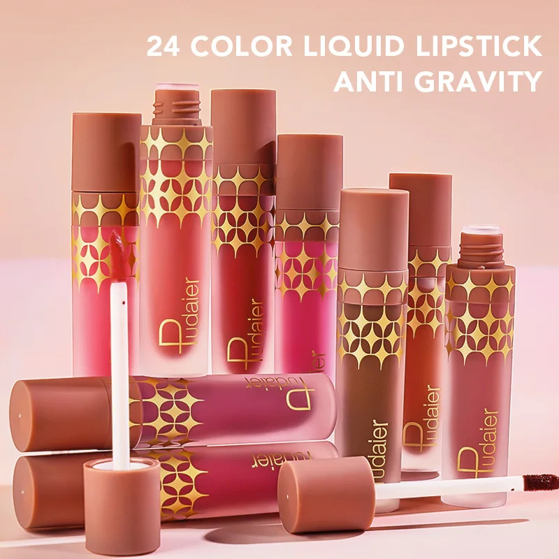 New 24 Color Matte Mist Lip Gloss Non-stick Cup Easy To Make Up European and American Liquid Lipstick Cosmetics