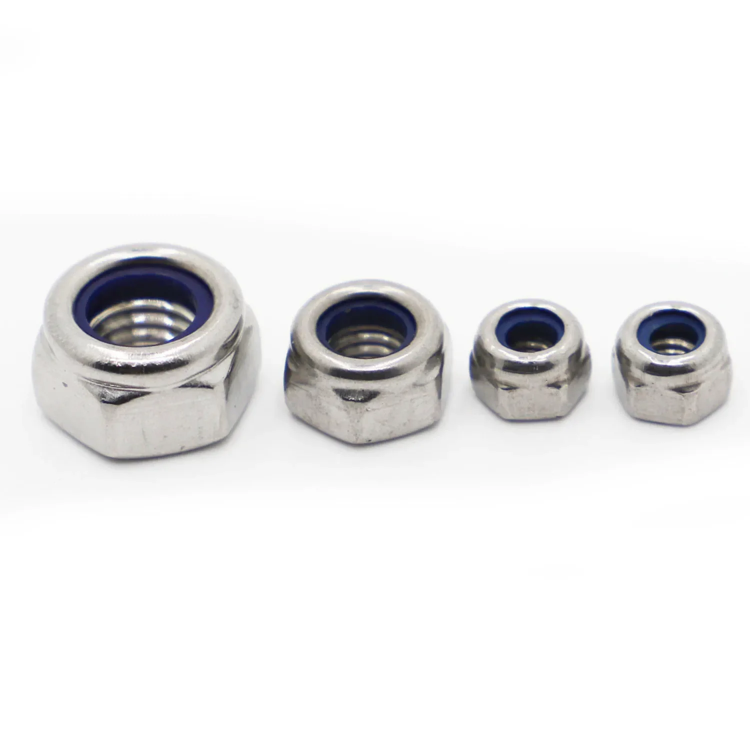 DIN985 304 Stainless Steel Nylon Self-locking Hex Nuts Locknut Slip Lock Nut M2 M2.5 M3 M4 M5 M6 M8 M10 M12 M16