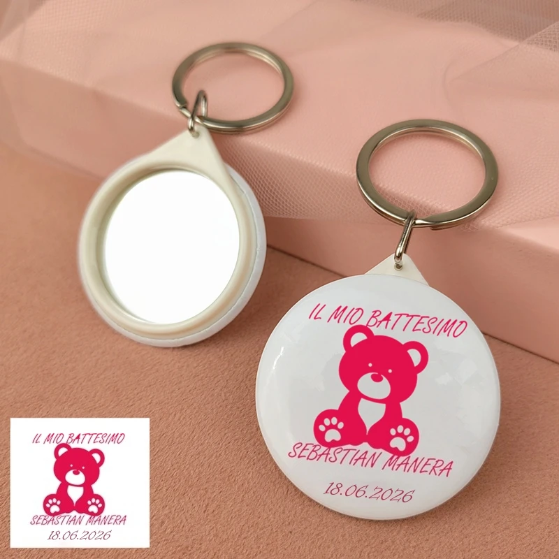 Wedding Gift For Guests Key Ring Mirror Personalized Name Souvenir For Baby Shower Bridal Shower Gender Reveal Party Decorations
