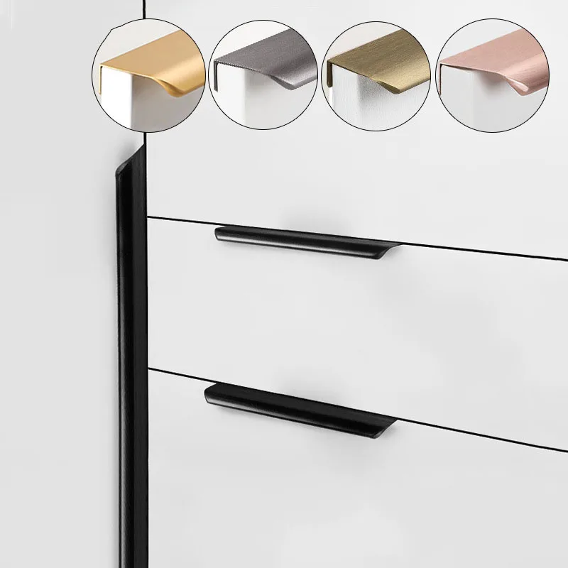 Minimalist Wardrobe Handle, Light Luxury Invisible Modern Cabinet Door Seam, Black Cabinet Door Handle, Side Mounted Long Handle