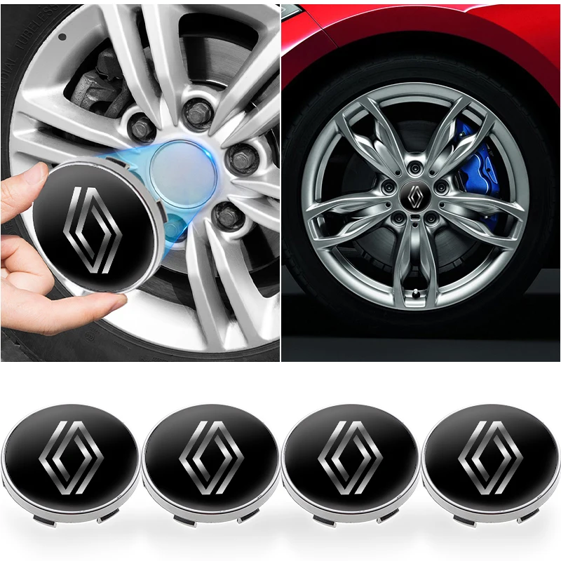 4pcs 60mm Car Wheel Center Hub Cap Rim Cover Emblem Stickers For Renault Megane 2 3 4 Twingo Clio Talisman Captur Trafic Kwid RS