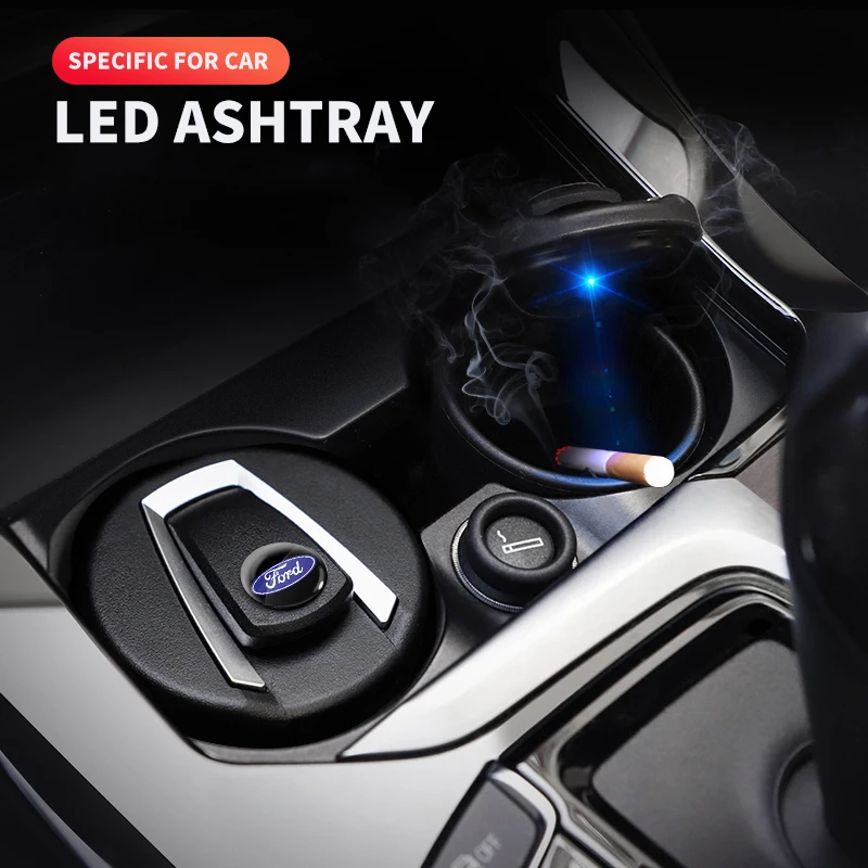 Portable Car LED Ashtray Auto Ashtray Cigarette Ash Holders Cup for Ford focus Fiesta EcoSport ESCORT ranger fusion mondeo