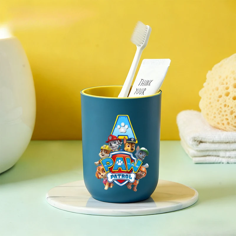 Taza de agua de la patrulla canina de 26 letras, taza para cepillo de dientes, taza para enjuague bucal de dibujos animados de Anime, tazas de agua para niños, regalos para el hogar de cumpleaños para niños y niñas