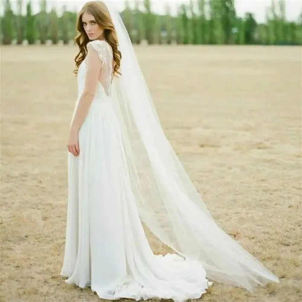 أنيقة 2/3/5 متر حجاب الزفاف مع مشط أبيض عاجي بسيط العروس كاتدرائية الحجاب اكسسوارات الزفاف Vestido De Noiva طرحة الزفاف #5