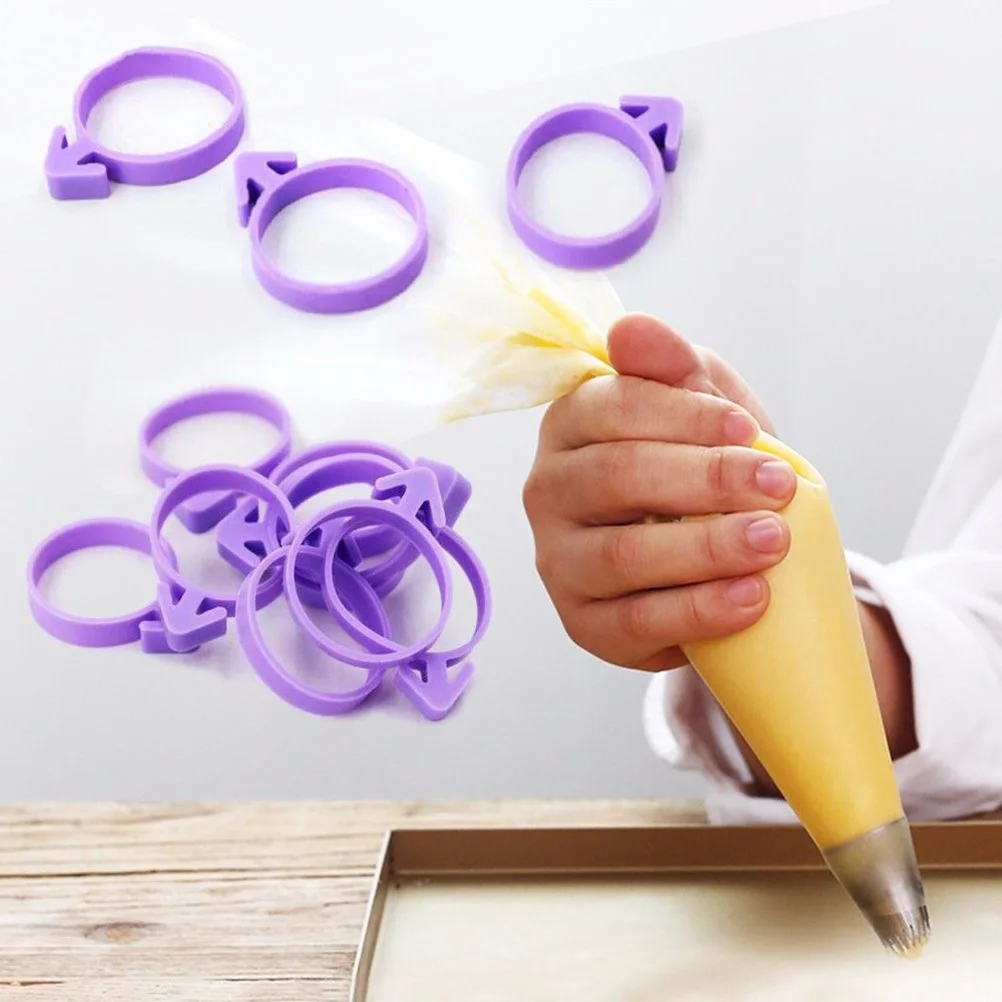 

12Pcs Cake Decorating Icing Bag Sealing Ring Purple Rubber Hold Closed No Leak Baking Kitchen Tool Piping Supplies