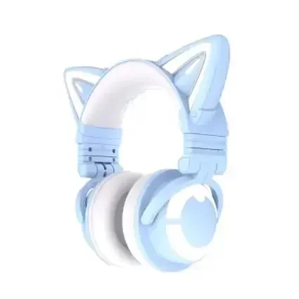 かわいい猫ワイヤレスヘッドフォンアプリ制御ライト高品質猫ガールかわいい猫耳ヘッドセットコンピュータゲーム用