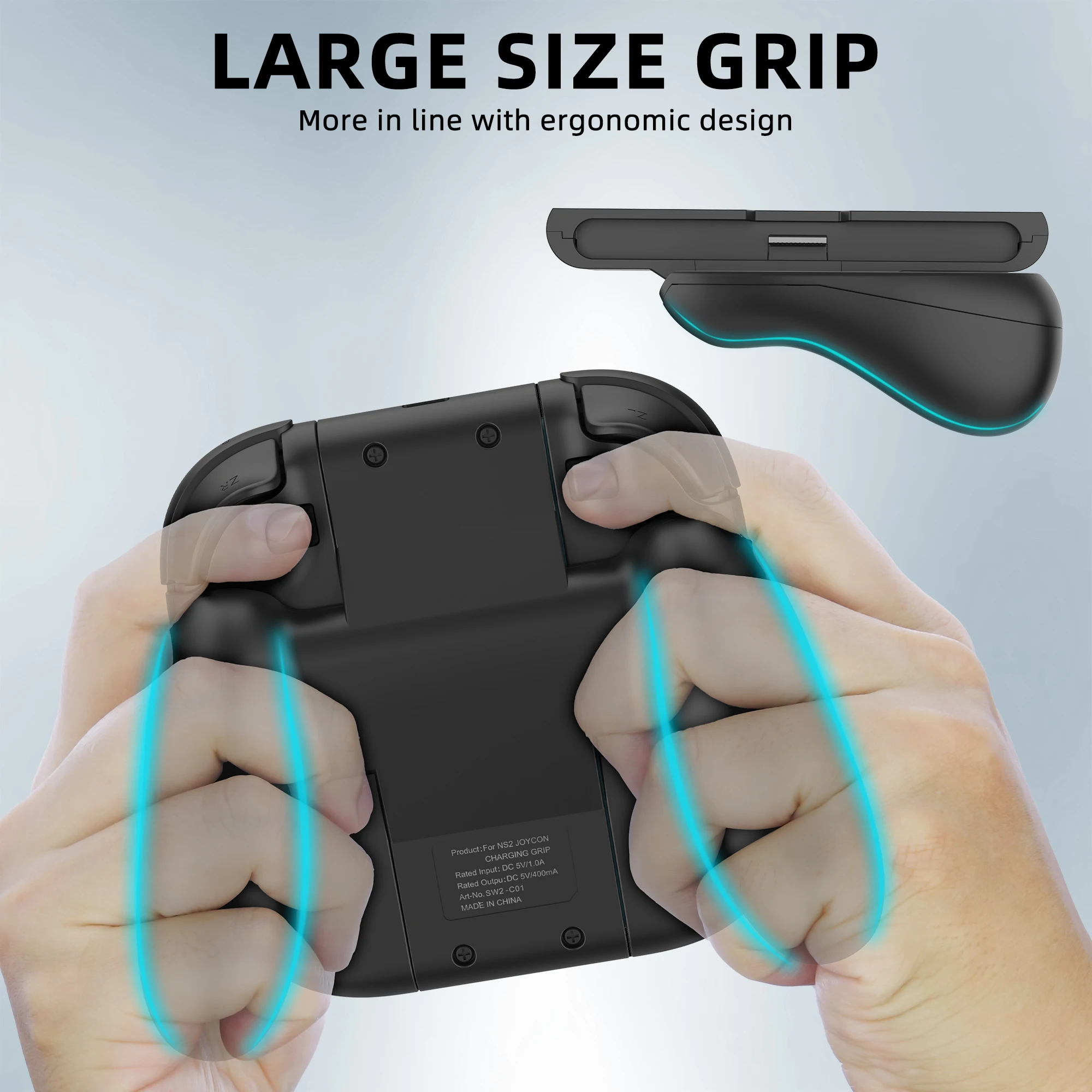 قبضة مغناطيسية لجهاز نينتندو سويتش 2 JoyCon فقط - قبضة مريحة لـ JoyCon 2، جاهزة للسفر، أسود #4