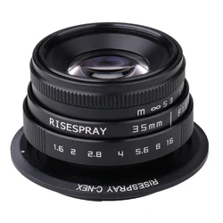 RISESPRAY 35mm F1.6 Manual Focus MF Prime camera Lens  for Canon EOS Nikon N1 Fuji C-FX Sony NEX Olympus Micro 4/3 C-M4/3