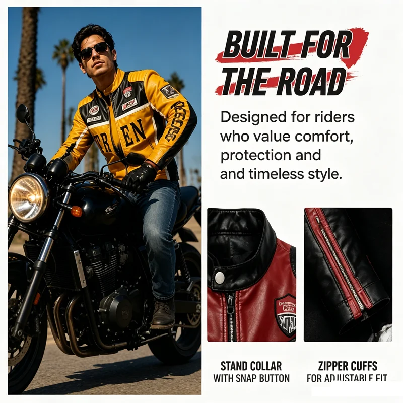 Spring Autumn Men's PU Leather Jackets Fashion Man Embroidery Motorcycle Moto Coats Man Windbreaker Zipper Leather Jackets