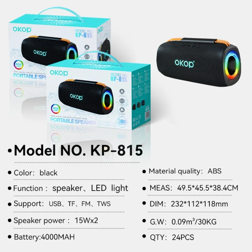 مكبر صوت بلوتوث OKOP، سطح مكتب منزلي، محمول خارجي، محمول باليد، إضاءة RGB مع مضخم صوت، مكبر صوت للحفلات الخارجية، TF USB LED #6