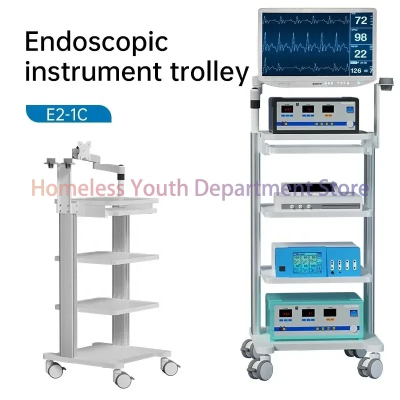 Mobile laparoscope tower, 4-layer medical endoscope trolley, instrument trolley for sale