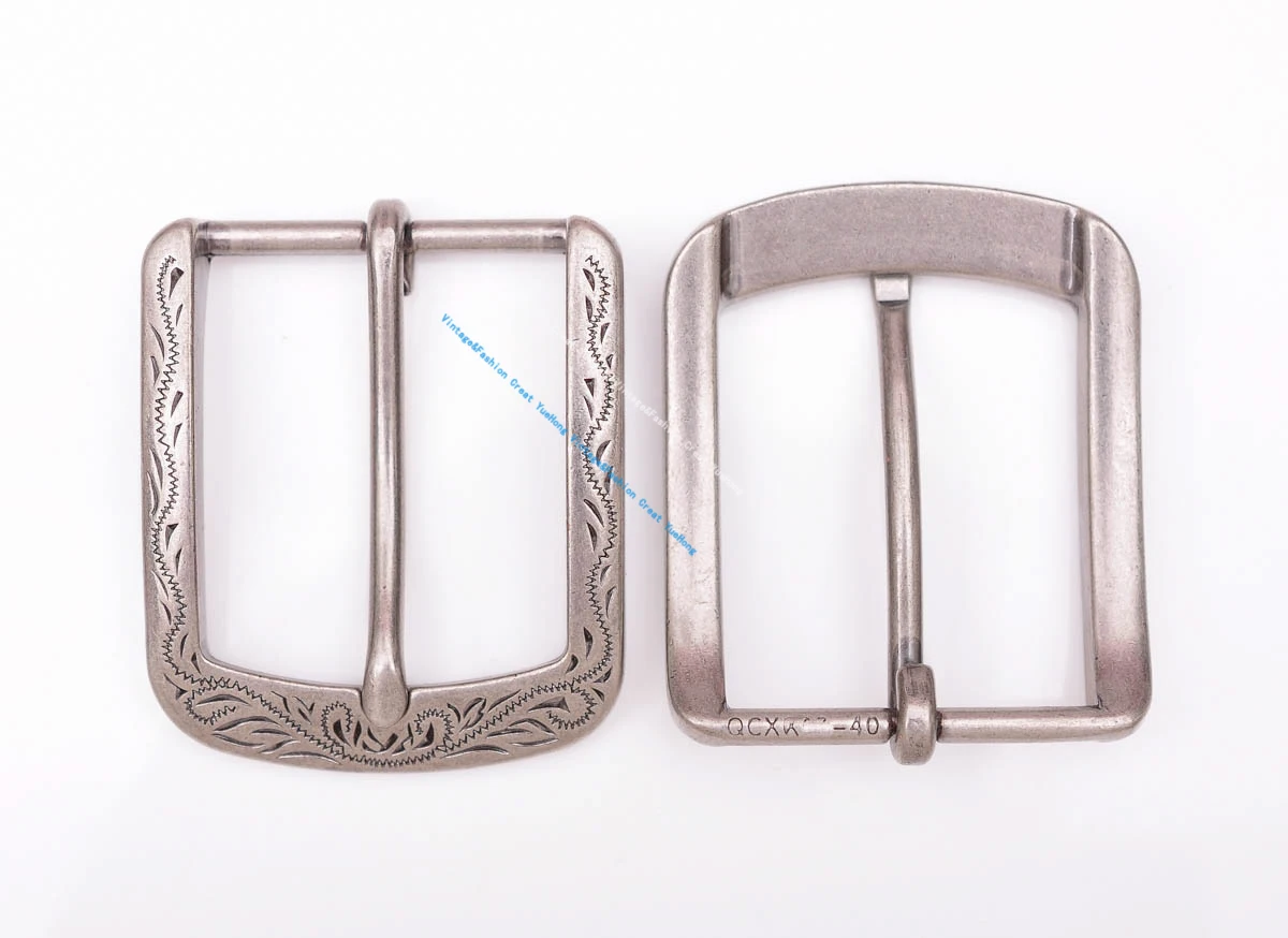 Flower Carved Antique Silver Prong Pin Buckle Men Leather Belt Replacement Buckle 62X53MM (INNER40MM)