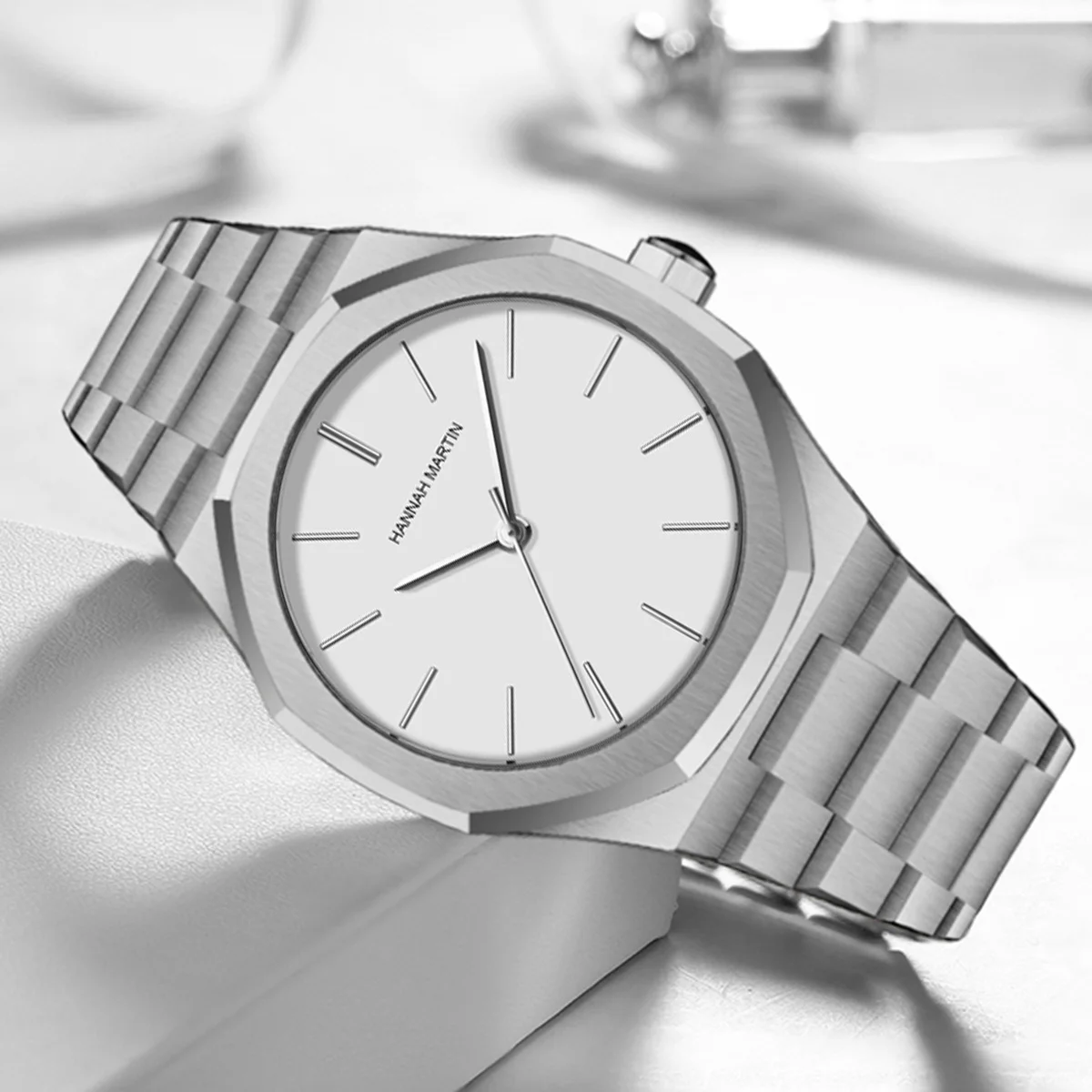 هانا مارتن العلامة التجارية ساعة نسائية موضة مثمنة حركة كوارتز يابانية بسيطة ارتفع الذهب 36 مللي متر الفولاذ المقاوم للصدأ هدية ساعة اليد